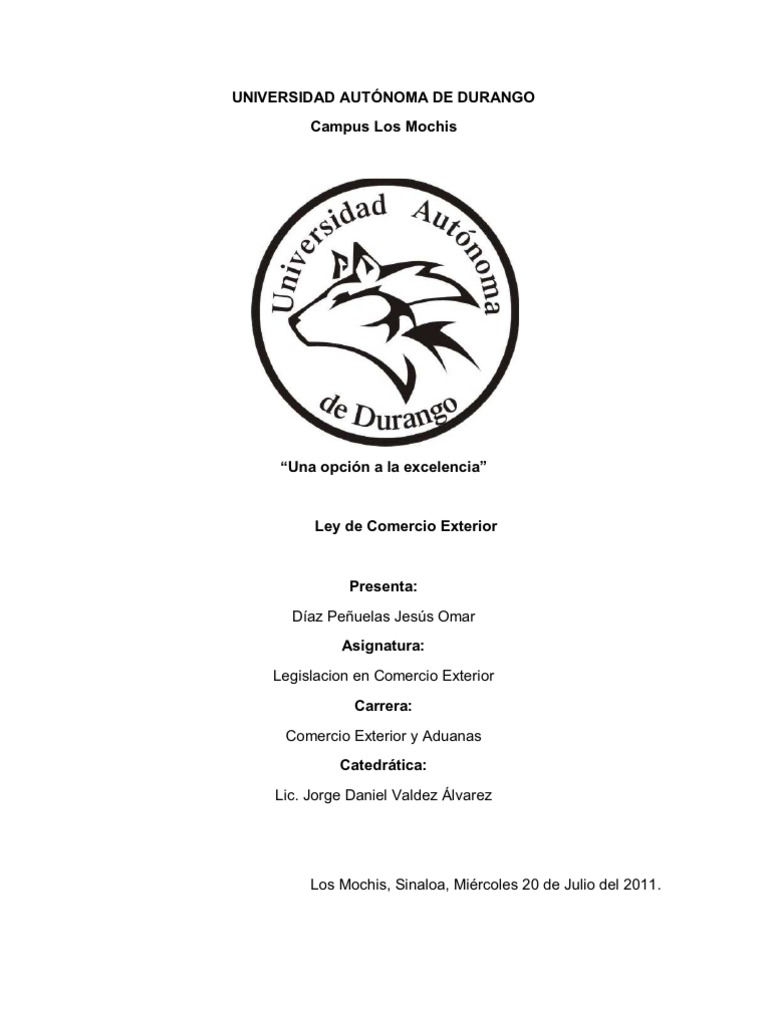 ENSAYO Ley de Comercio Exterior Mexicana
