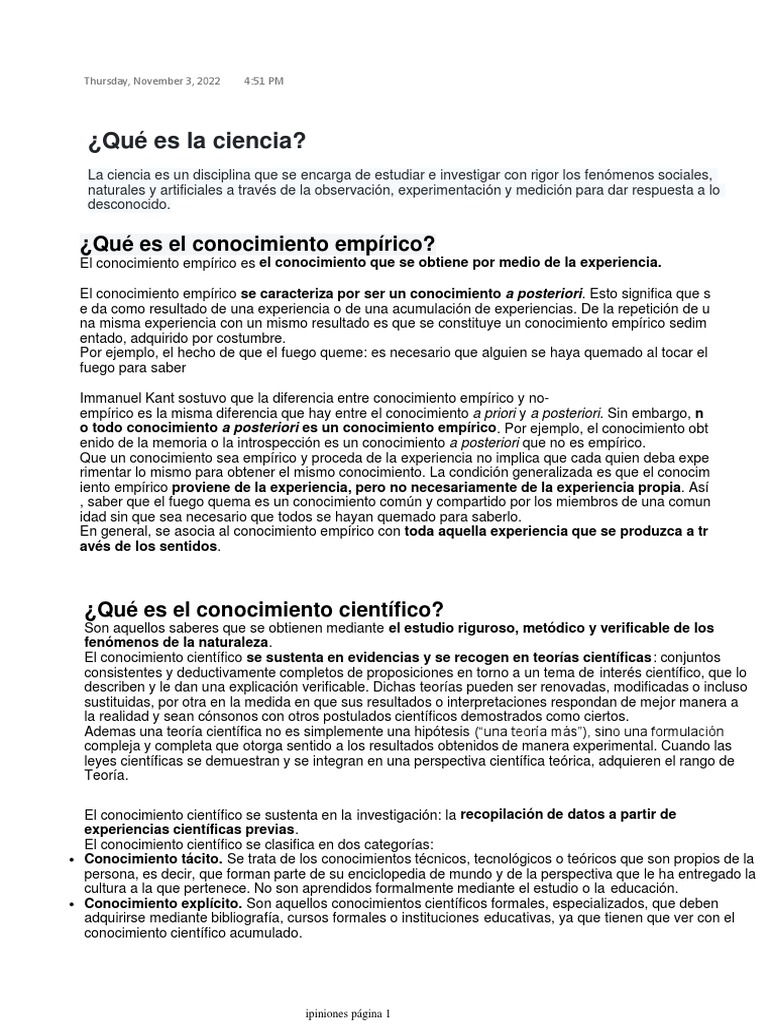 ¿Qué Es La Ciencia | PDF