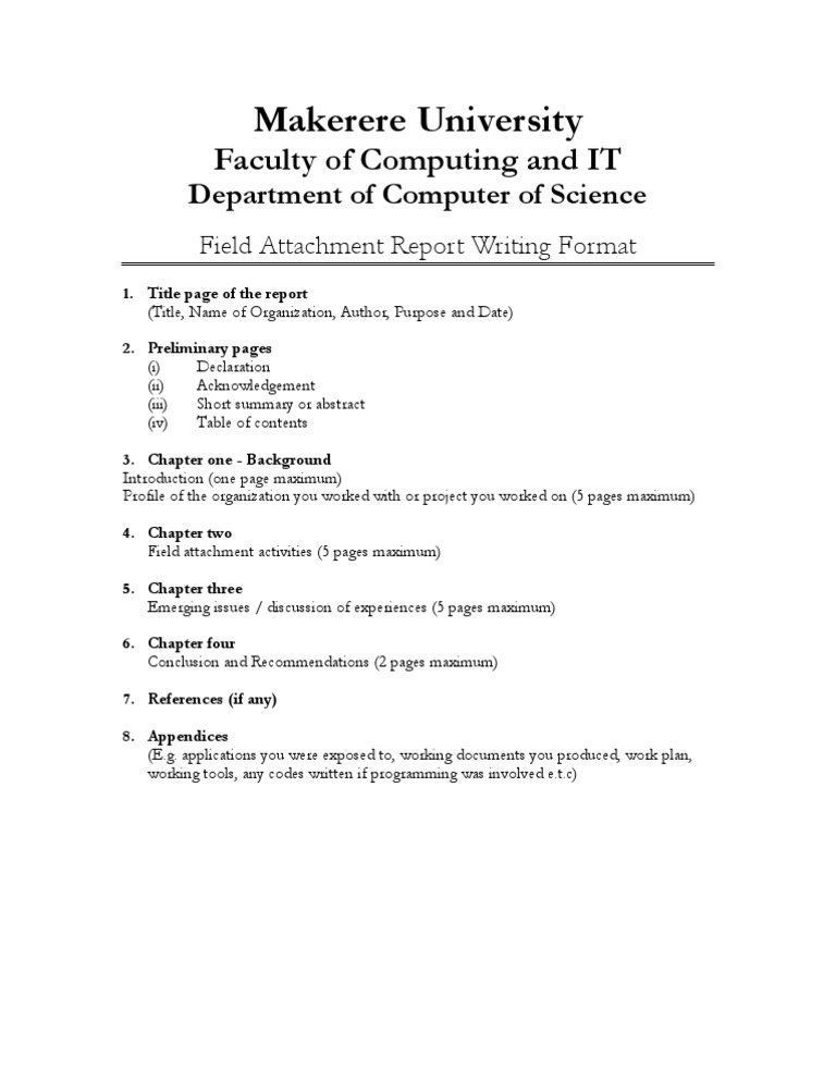 Format of writing a report after attachment image