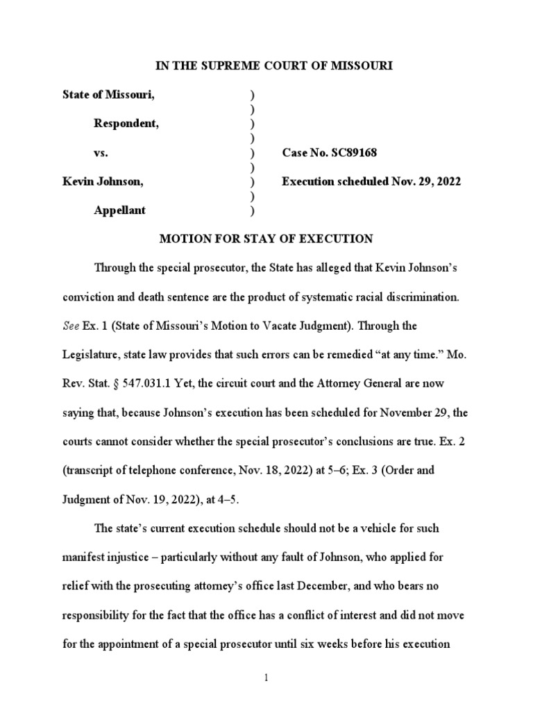 221121 MTN Stay Execution PDF Batson V. Kentucky