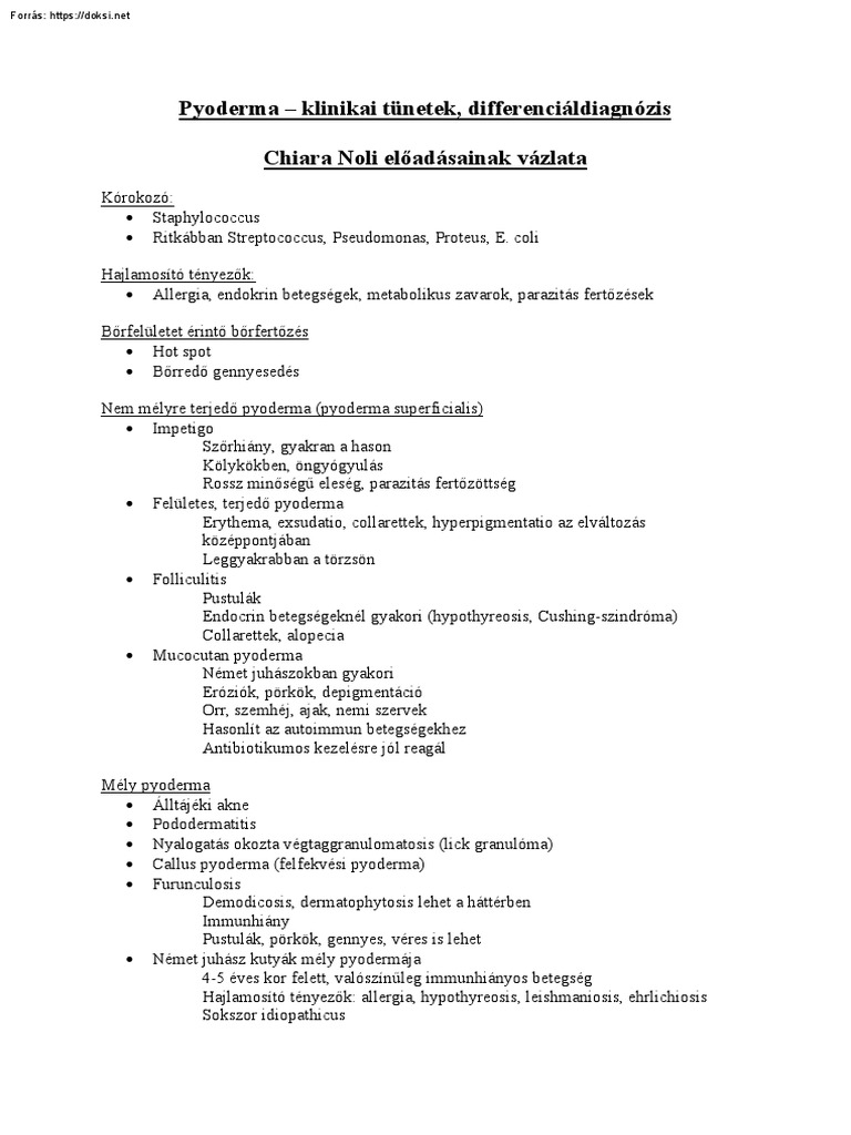Pyoderma - Klinikai Tunetek Differencialdiagnozis | PDF