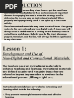 Report For Lesson 1: Development and Use of Non-Digital and Conventional Materials.