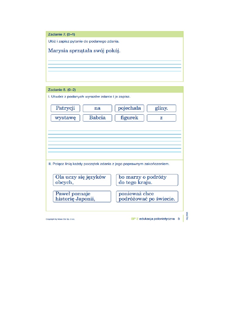 Diagnoza J Polski Klasa 7 Diagnoza - J.pol Klasa 2 cz5 | PDF