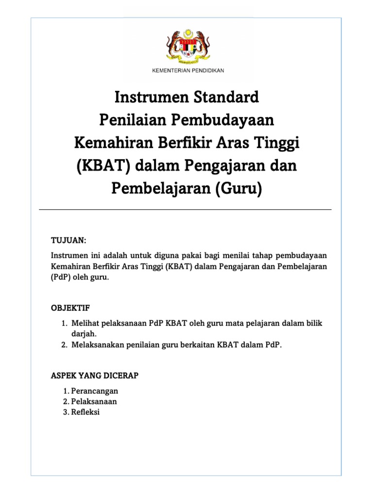 Penilaian KBAT dalam PdP Guru | PDF | Career & Growth