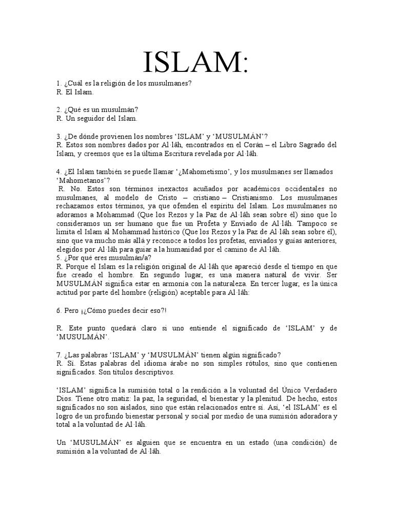 El ISLAM | PDF | Religiones religiosas | Creencia religiosa y doctrina