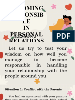 Becoming Responsib LE IN Personal Relations HIP: Lesson 3