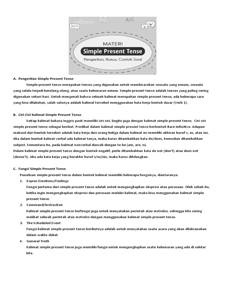Pengertian Simple Present Tense Pdf