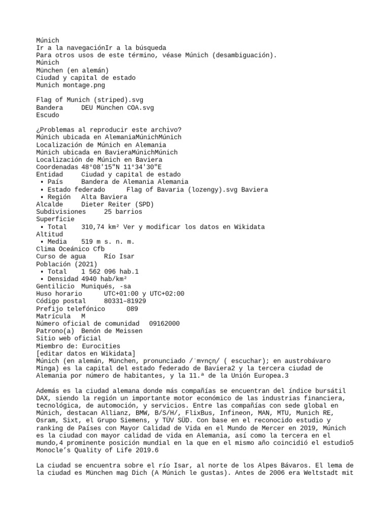 MUNICH | PDF | Munich