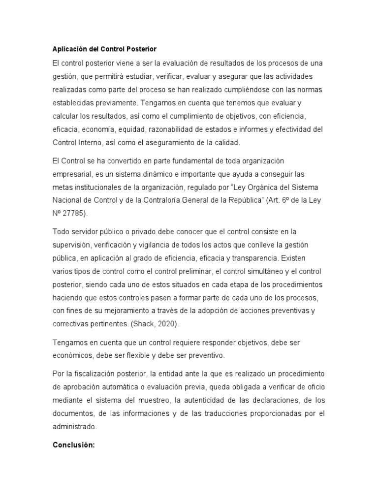 Aplicación Del Control Posterior | PDF | Business