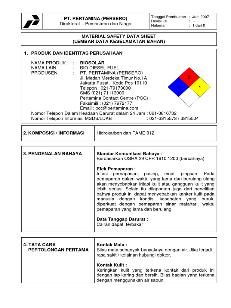 MSDS Biosolar: Safety & Handling Guide | PDF