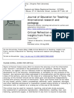 Critical Reflection On Teaching - Insights From Freire