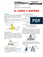 Geometría de sólidos: pirámide, cono y esfera