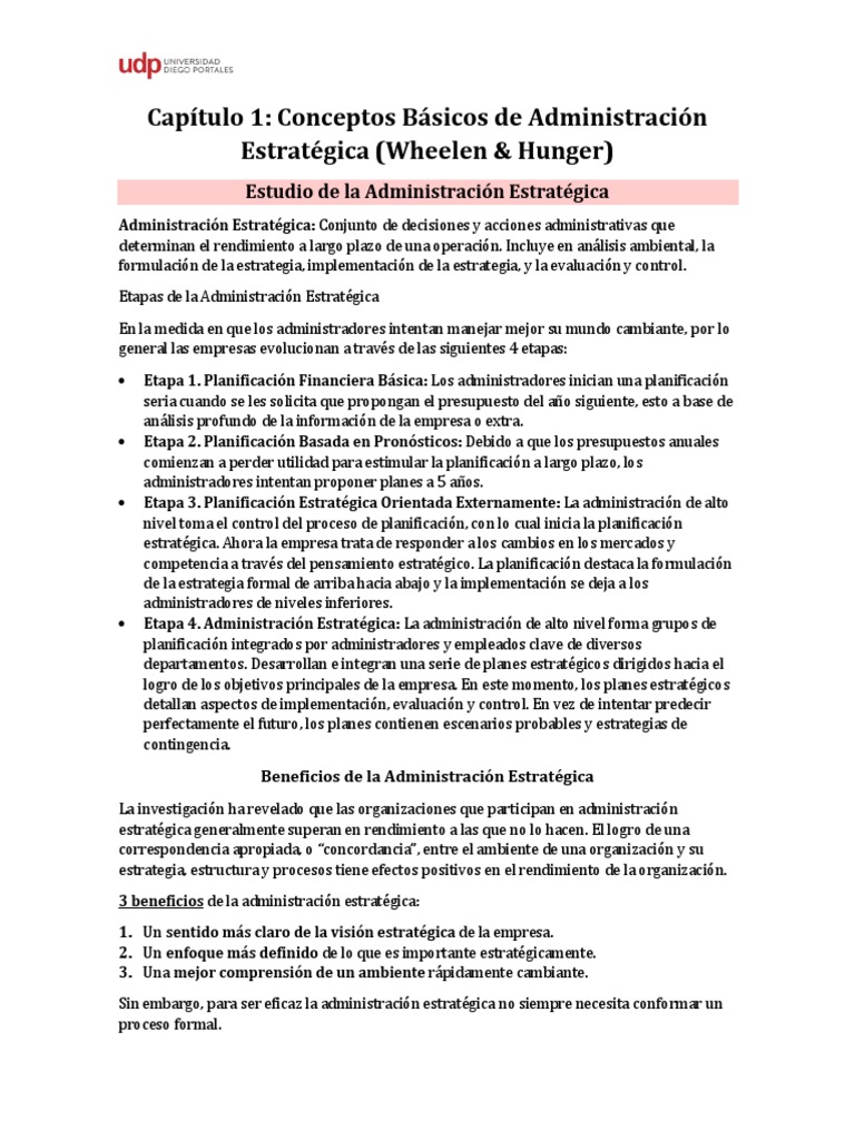 Resumen Capítulo 1 (Wheelen y Hunger) | PDF | Planificación | Gestión ...