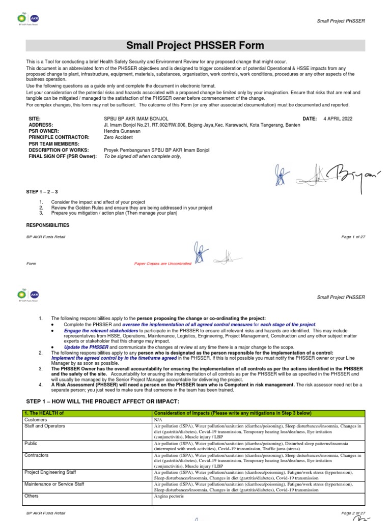 APR Small Project PHSSER Imam Bonjol (ASP) - Signed | PDF