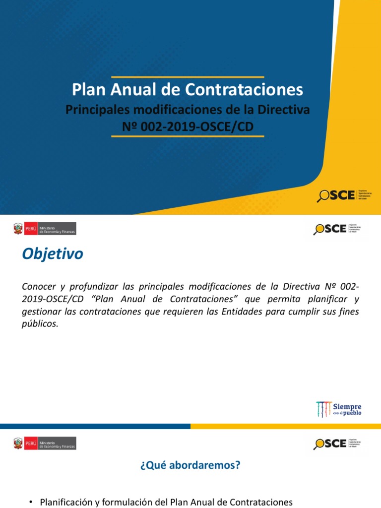 Modificación A La Directiva Del Plan Anual de Contrataciones | PDF ...
