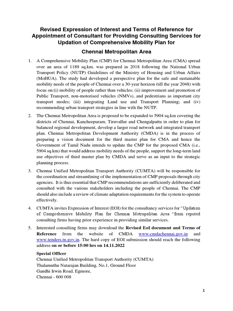 Revised EOI TOR - Final | PDF | Public Transport | Transport