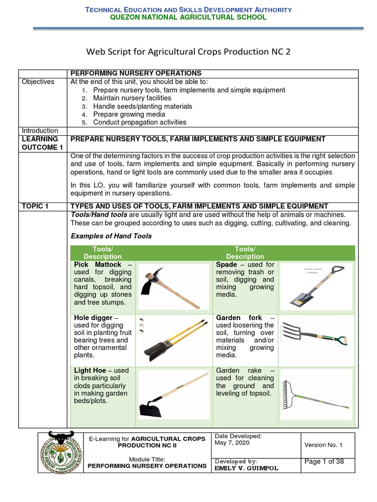 Maintaining Nursery Operations Essentials | PDF | Home & Garden ...