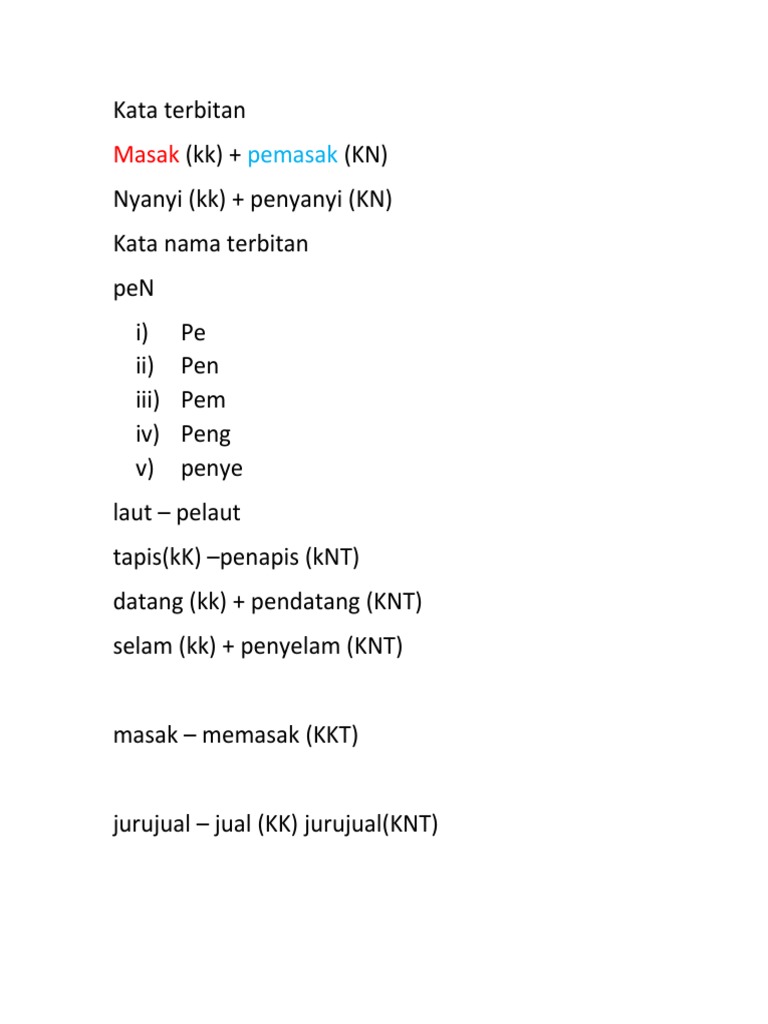 Kata Terbitan | PDF