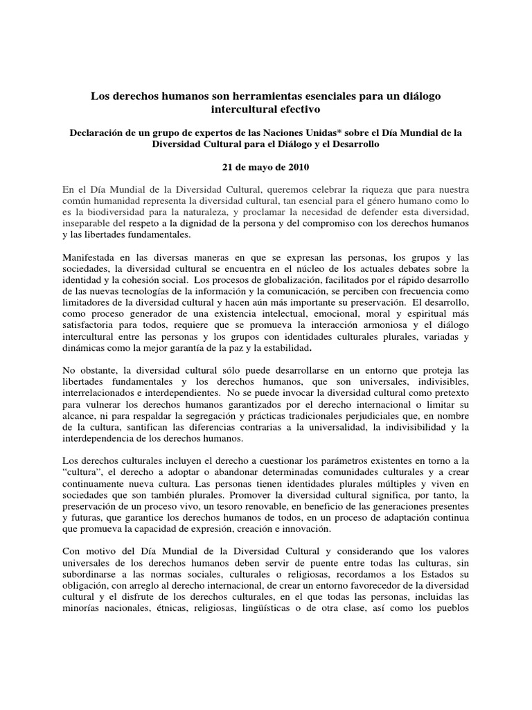 Derechos Humanos y Diversidad Cultural | PDF | Derechos humanos | Derechos