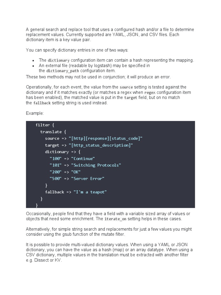 Dictionary Dictionary Path Filter (Translate (Source Target
