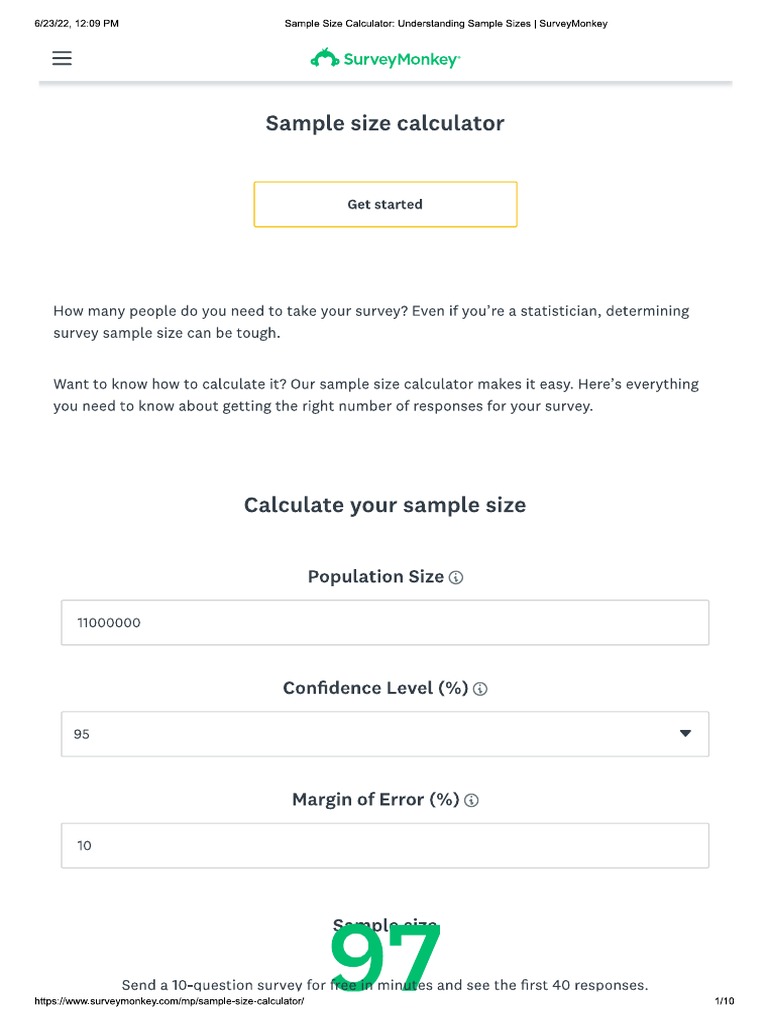 Sample size calculator screenshot pdf