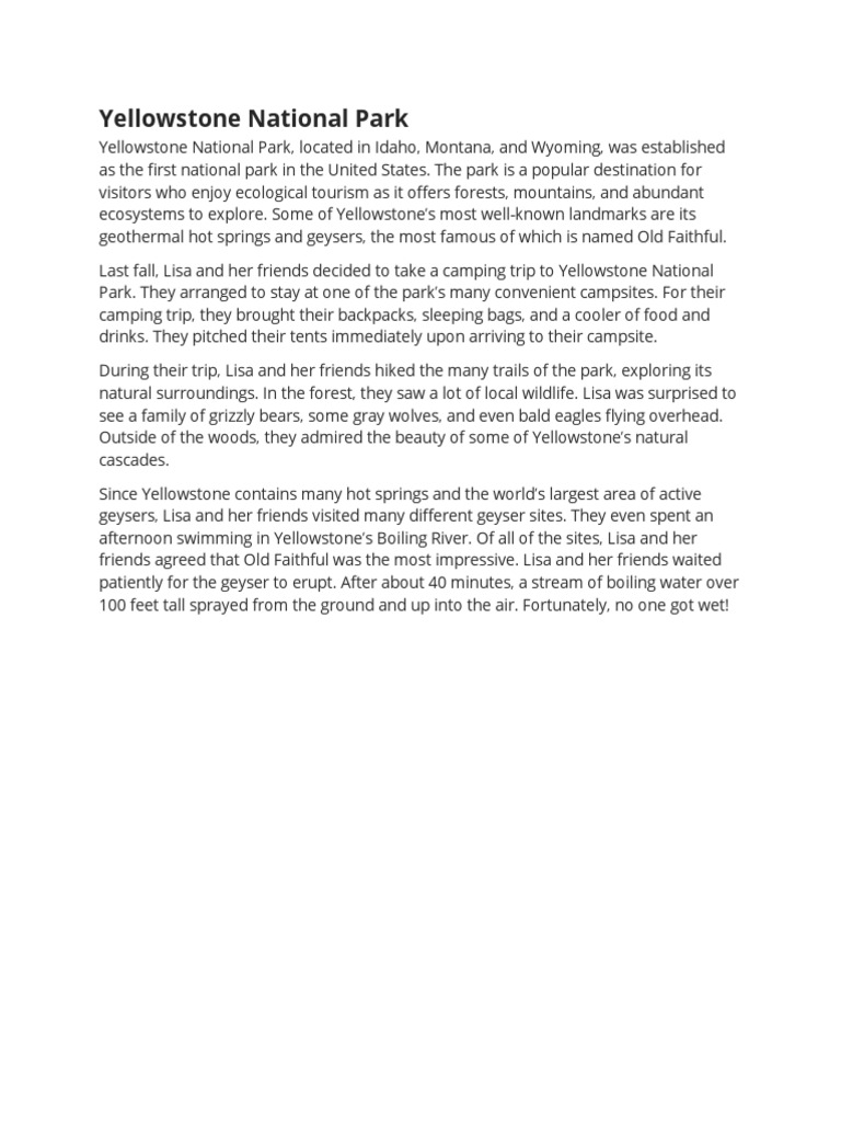 Yellowstone national park pdf
