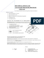 Sesion Virtual: Semana 15 (B) Operación Y Cálculos de Trabajo Del Proceso de Cepillado