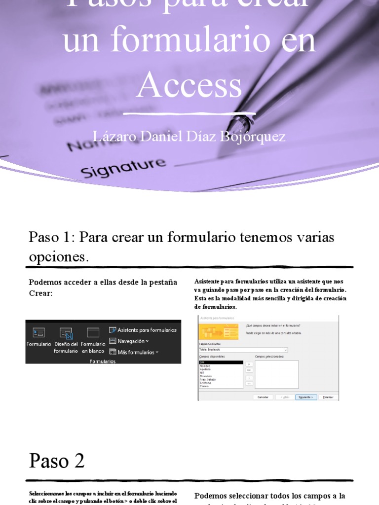 Pasos para Crear Un Formulario en Access | PDF
