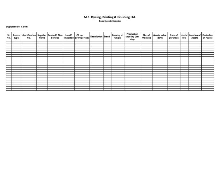Fixed Assets Register | PDF | Law