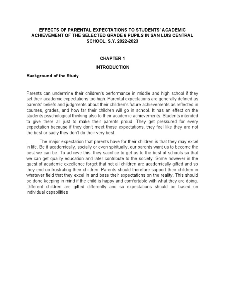 Effects of Parental Expextations On The Students Achievement | PDF