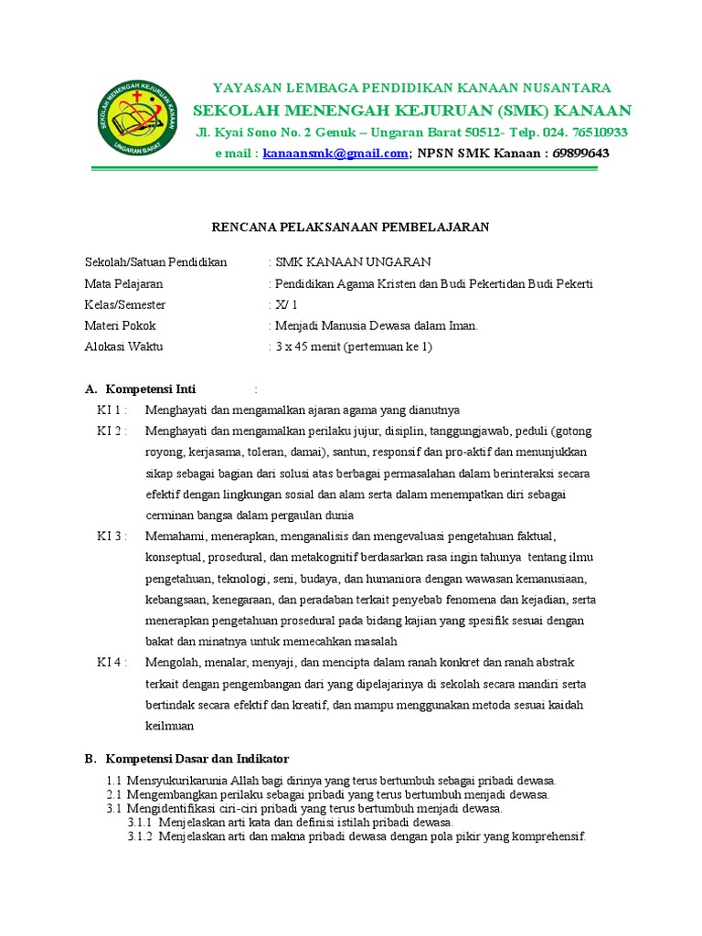 RPP PAK Kelas 10 | PDF