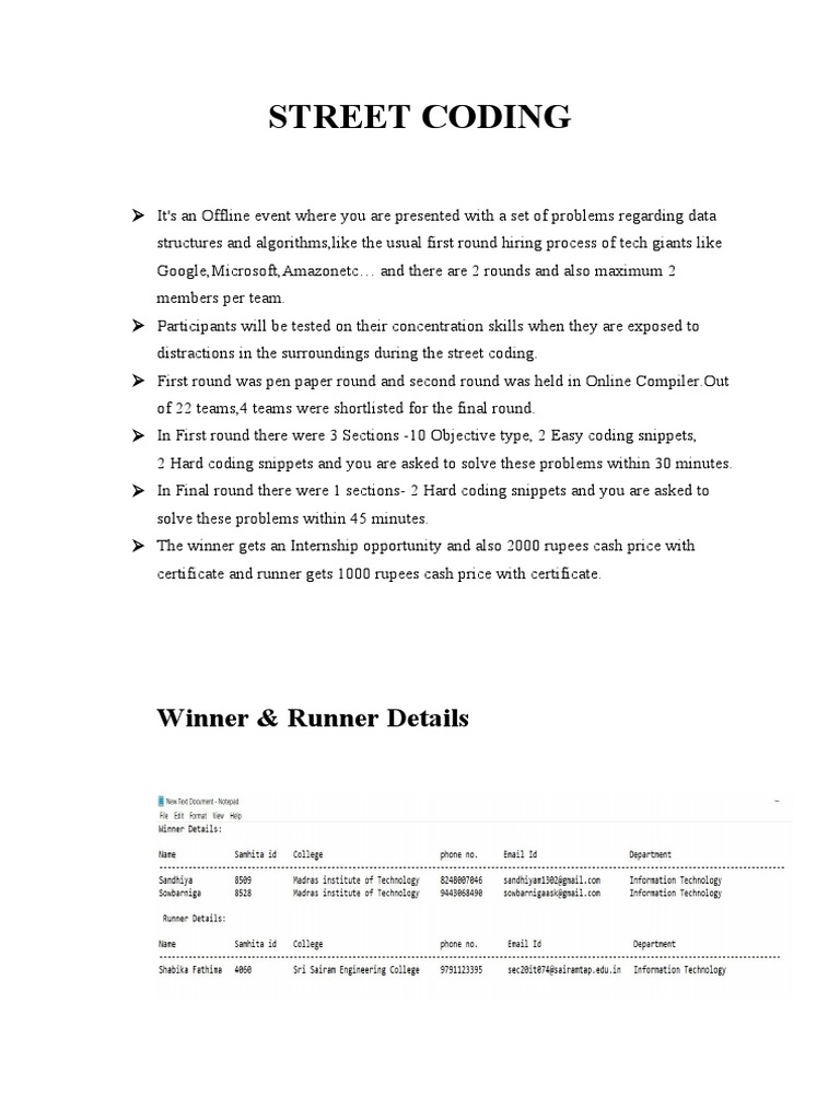 Street Coding Report | PDF