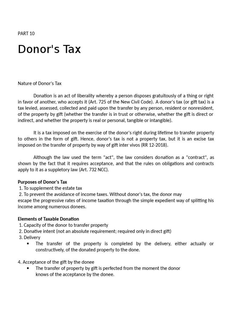 10 Donors Tax | PDF | Taxes | Estate Tax In The United States