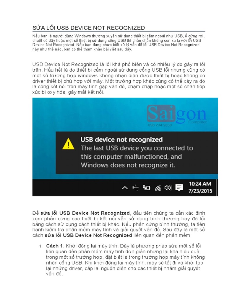 S A L I Usb Device Not Recognized | PDF