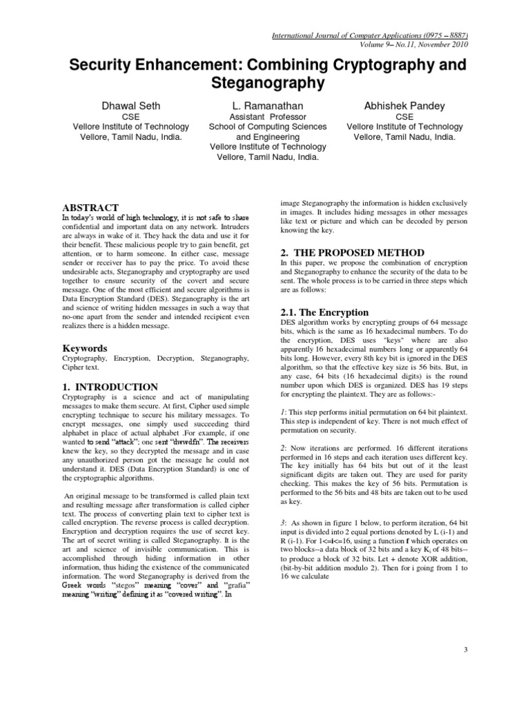 Security Enhancement: Combining Cryptography and Steganography | PDF ...