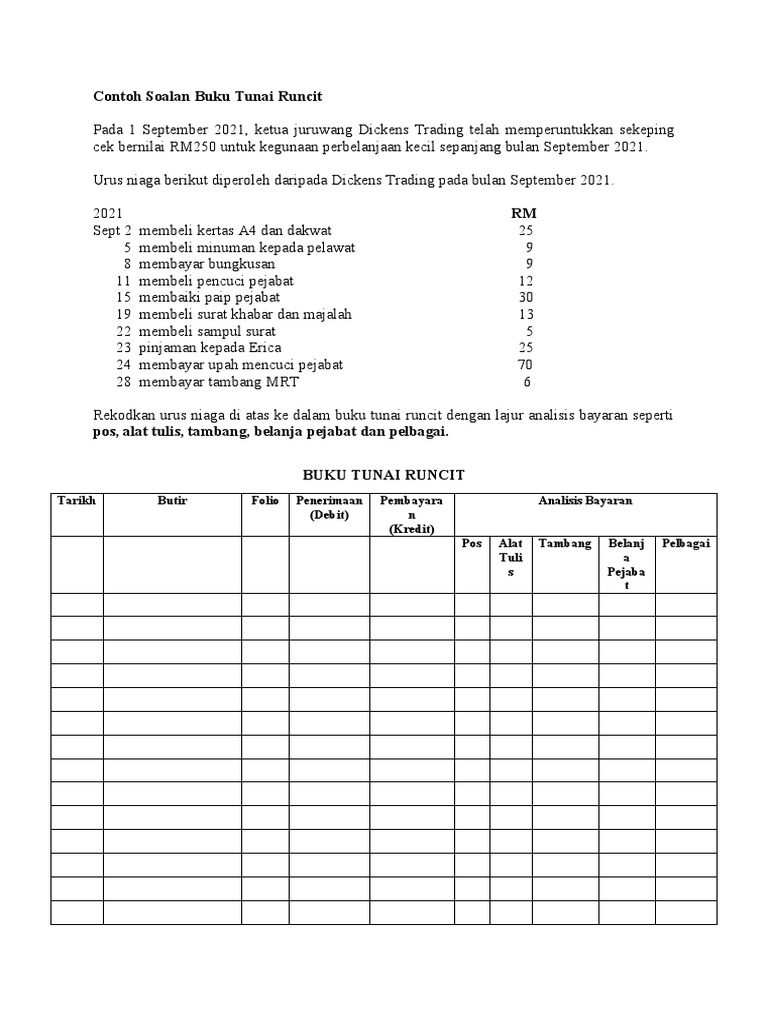 Contoh Soalan Buku Tunai Runcit | PDF