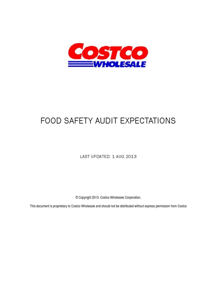 Costco FOOD SAFETY Expectations PDF Hazard Analysis And Critical