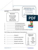 Adverbial Phrases Sentences Worksheet 1