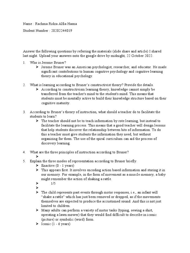 Bruner s theory questions pdf