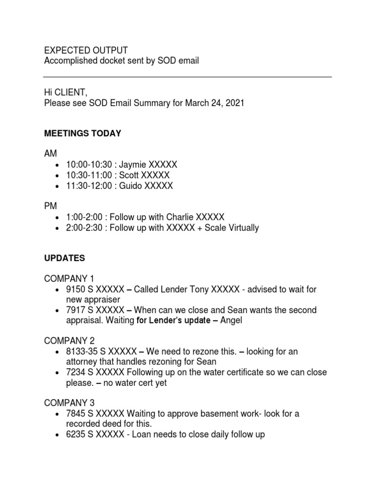 SOD Email Summary for March 24, 2021 | PDF