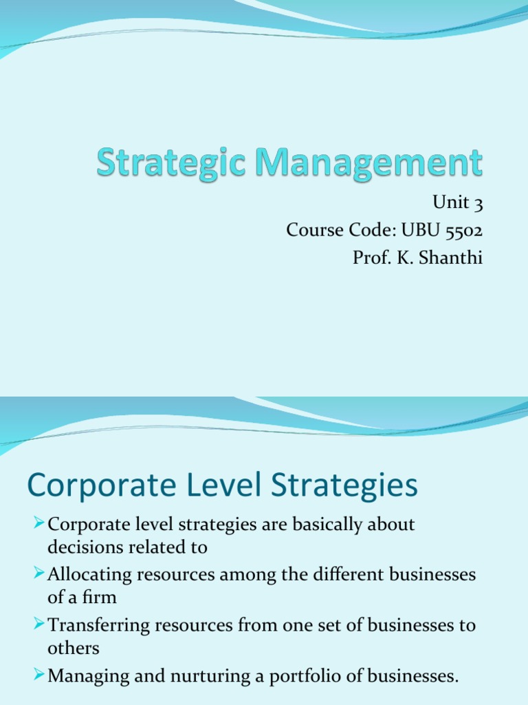 Strategic Management Unit 3 | PDF | Career & Growth | Business