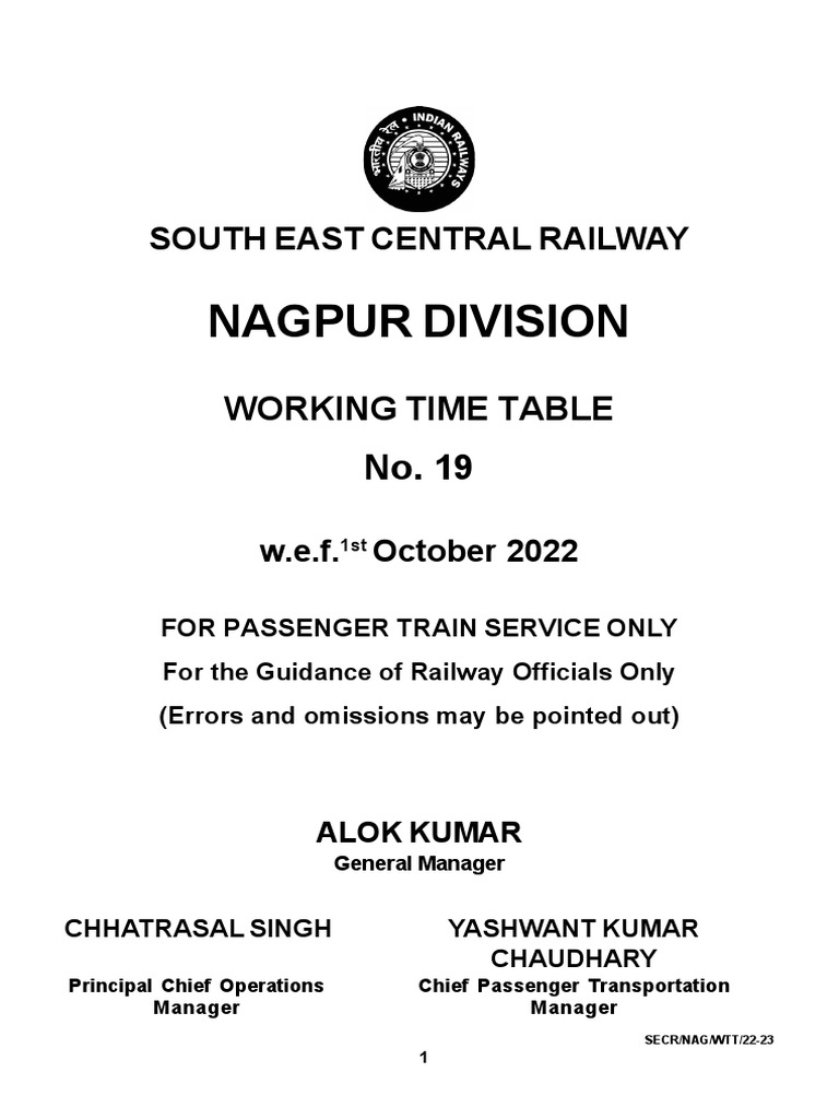 Nagpur Div WTT 2022 | PDF | Train | Rail Infrastructure