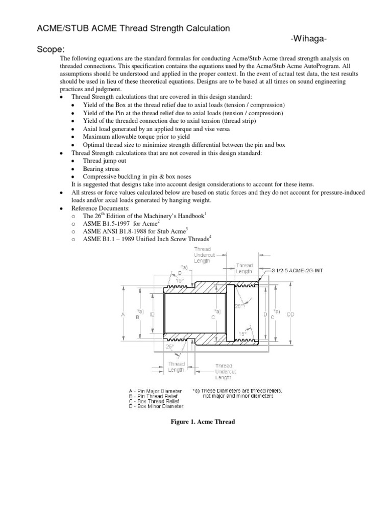 Acme Thread Designstd Stress (Mechanics)