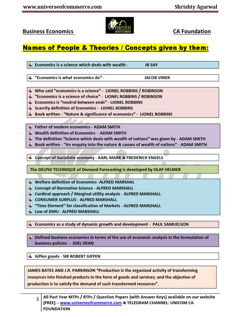 Key Economic Theories for CA Foundation | PDF | Finance & Money Management