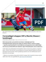 Coronaläget Stoppar HIF:s Martin Olsson I Landslaget - SVT Sport