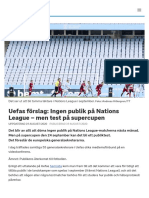 Uefas Förslag: Ingen Publik På Nations League - Men Test På Supercupen - SVT Sport