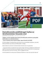 Damallsvenska Publikdraget Hyllas Av Idrottsminister Amanda Lind - SVT Sport
