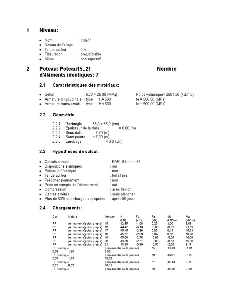 Note de Calcul P1 | PDF | Béton armé | Physique appliquée et ...