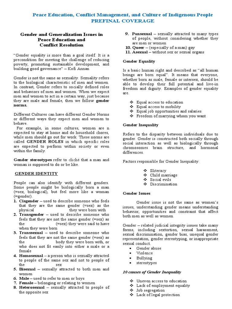 Gender Roles & Conflict Management | PDF | Gender | Gender Studies