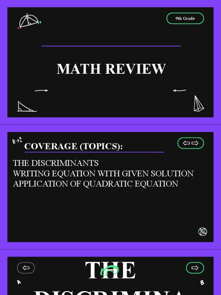 9th Grade Math: Quadratic Equations Review | PDF